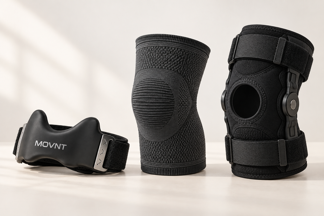 Comparison of a MOVNT patella strap, knee sleeve and hinged knee brace