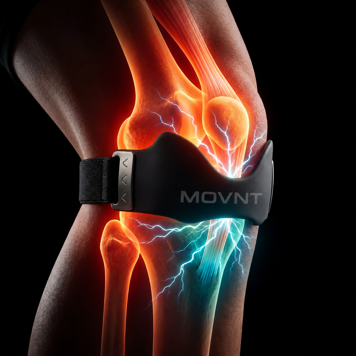 MOVNT strap positioned below the kneecap